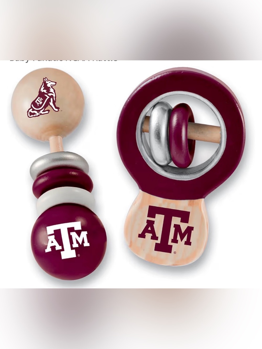 BabyFanatic Wood Rattle 2 Pack - NCAA Texas A&M Aggies - Officially
Licensed